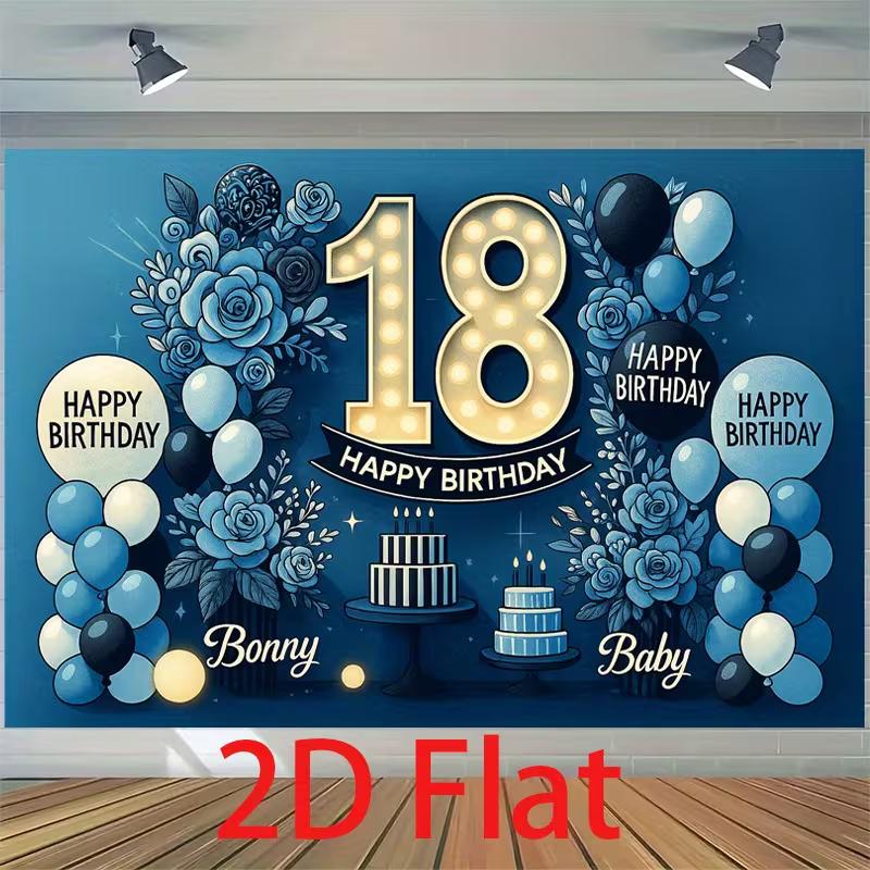 2D 18th Birthday Photography Background Banner for Photoshoot