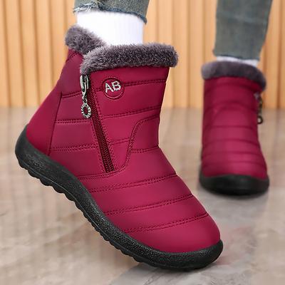 Mode Schnee Damenstiefel Bequeme Damenstiefel Wasserdichte Damenschuhe Reißverschluss Schuhe Frau Weiches Fell Damen Winterstiefel Botas Mujer