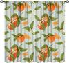 Orangenfrucht-Vorhänge, Niedliche Zitrus-Grünblätter-Blumen-Sommermuster-Vorhänge Fenster 2-teilig Stangentasche Vorhang für Schlafzimmer Wohnzimmer