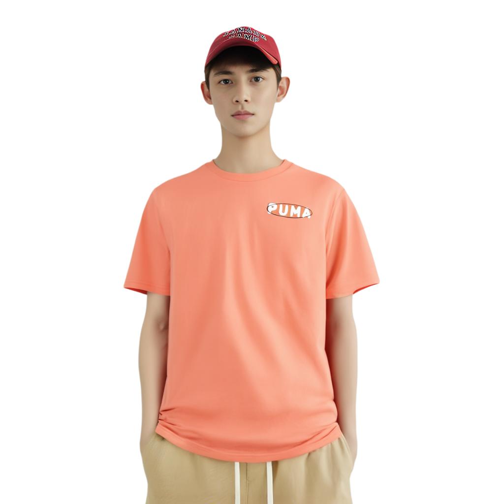 Puma T Shirts Unisex Orange Red Crew Neck Moderate Straight Fit 530511-02