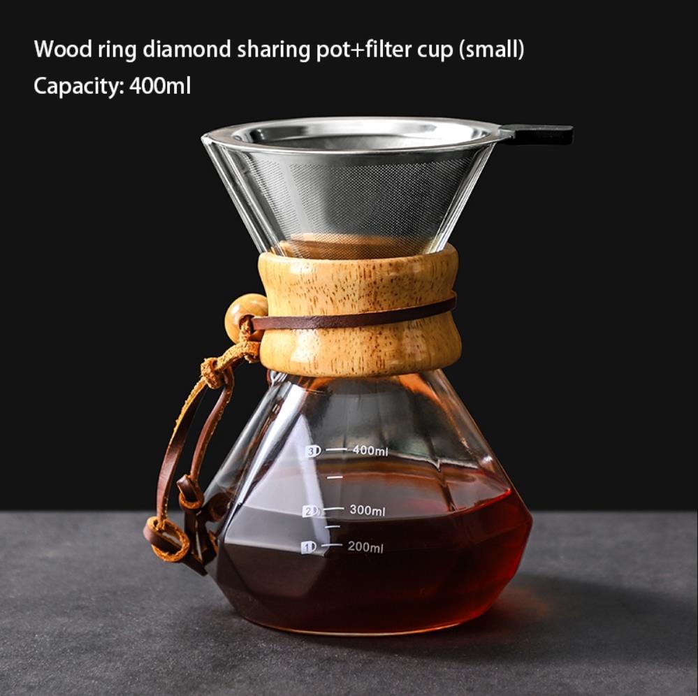 Стеклянный Кофейник с Фильтром из Нержавеющей Стали Капельная Кофеварка Горячий Заварник Ручная Кофеварка с Фильтром Кофеварка Pour Over