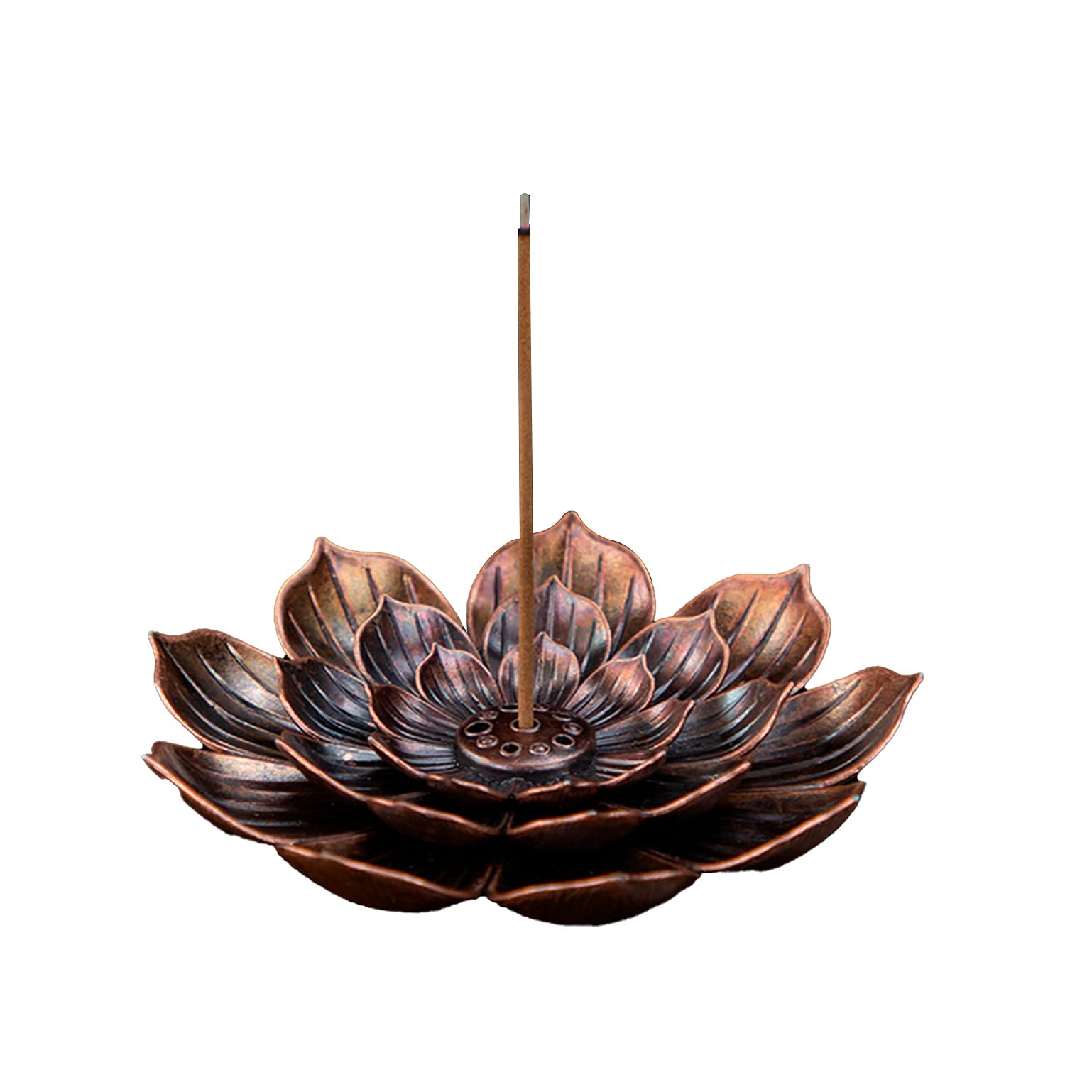 

RICISUNG Incense Burner, Lotus Flower Incense Holder, Alloy Incense Burner, Incense Stick Holder, Buddhist Altar Plate, Incense Stand, Incense Stick