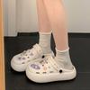 Internet Celebrity Explosion Cute Cartoon Black Platform Hole Shoes Women 2025 New Summer Wear Stepping On Shit Feeling Bag Head Drag
