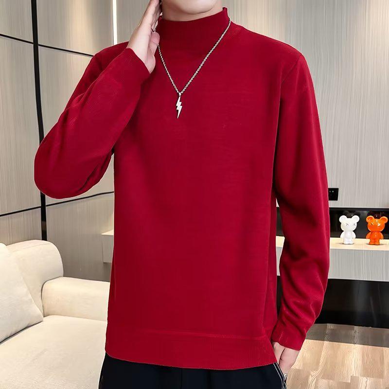 2023 Autumn/Winter Mock Neck Korean-Style Trendy Half High Neck Knit Pullover Sweater