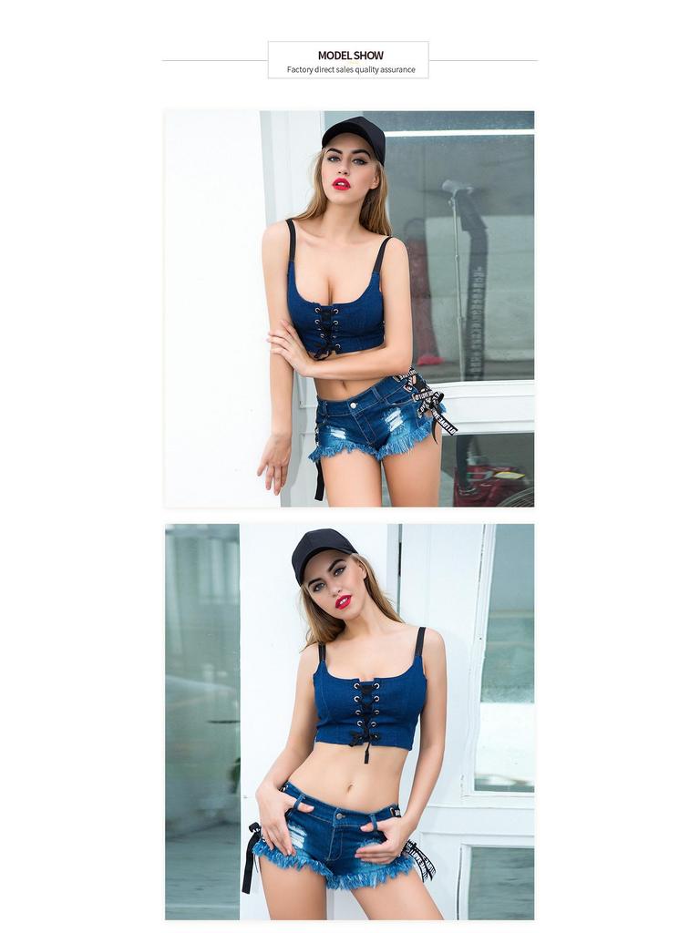 808# European & American High Waist Ripped Plus Size Sexy Super Short Summer Denim Shorts for Women