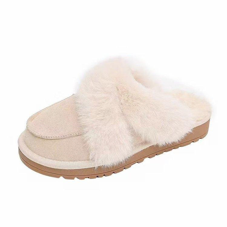 Sangpo Xingxing Dragging Wool Bag Head Slippers Women Wear Thick-soled Sheepskin and Fur Integrated Leather Non-slip Snow Boots
