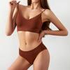 TERMEZY Women Seamless Bra Set Sexy Low Waist Briefs Wire Free Bralette Cotton Fitness Underwear Suit