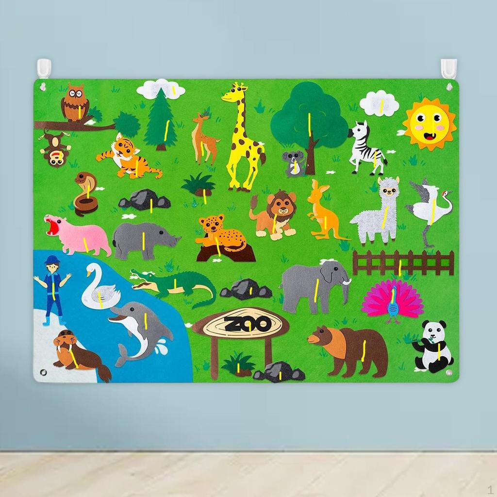 Felt Story Board Hanging Teaching Toy, Fine Motor Skill Sensory, Educational Montessori Busy