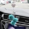 Rhinestone Crystal Plush Pendant Auto Rearview Mirror Ornament Bling Car Mirror Hanging Accessories Car Interior Decoration