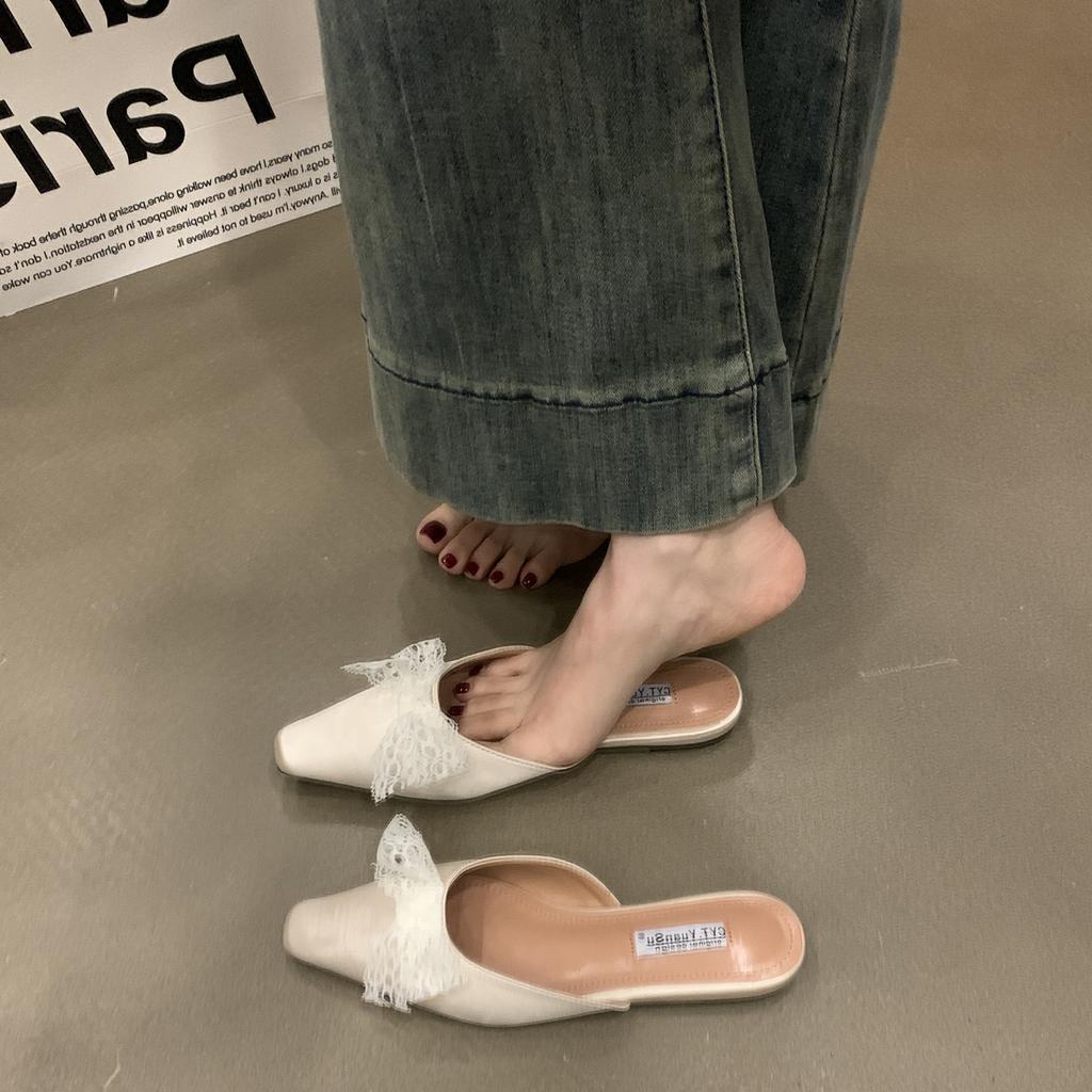 Fashion Shoes Womens Slippers Outdoor Slides Pantofle Cover Toe 2025 Retro Shoes Woman 2025 Female Slippers Cover Toe New Retro