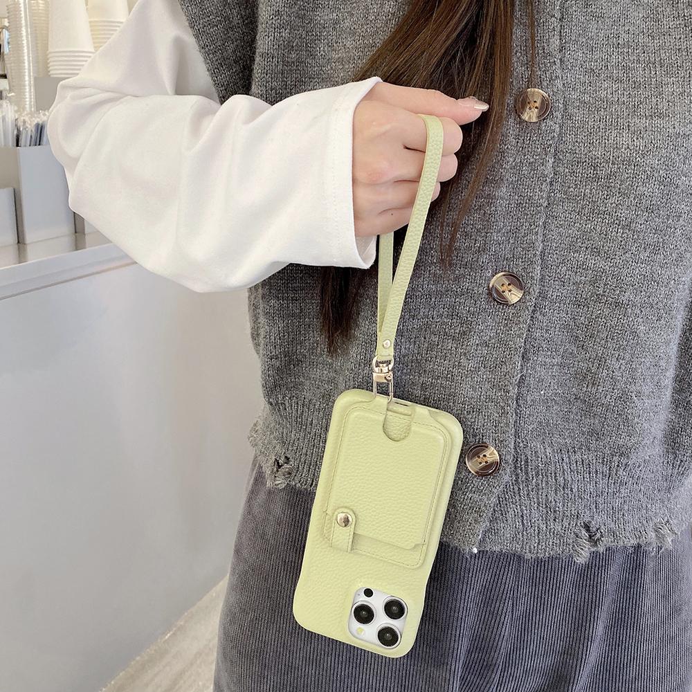 Für iPhone 15 Pro Max Hülle Multifunktionale Kartenfächer Leder Rückseite mit Handschlaufe