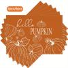 4/ 6pcs Hello Pumpkin Brown Background Line Pumpkin Leaves Placemats 12x18 Inch Fall Thanksgiving Table Decorations for Kitchen Dining Party Home