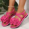 Women Anti-slip Trendy Sandals New Summer Lightweight Platform Sandals Beach Casual Outdoor Bow Tie Flat Shoes Women