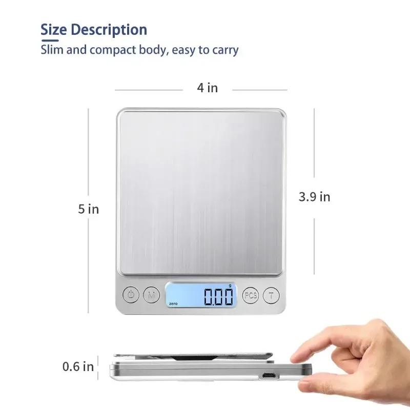 Digital Kitchen Scale with A Capacity of 3000g and A Precision of 0.1g,USB Charging. Home Mini  LCD Display Digital Food Scales.