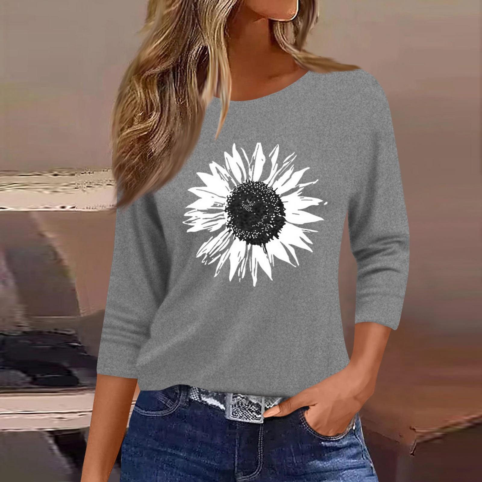 

Женская модная повседневная свободная футболка с круглым вырезом и рукавами 3/4 с принтом, женский топ XL