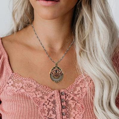 Tarot Vision Halskette Allsehendes Auge Anhänger Halskette Tarotkarten Symbol Anhänger mit Sanfter Drehung Mystischer Wahrsageschmuck für Spirituelle Führung