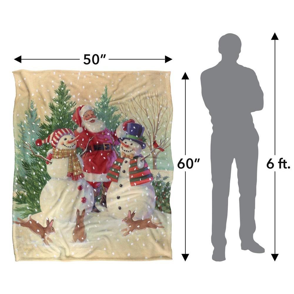 JQ Licensing Silky Snowman Santa Claus Christmas Supersoft Blanket