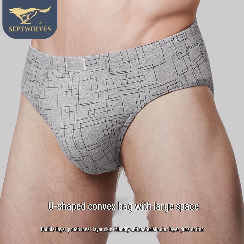 Septwolves Men's Pure Cotton Breathable Briefs Multi-pack