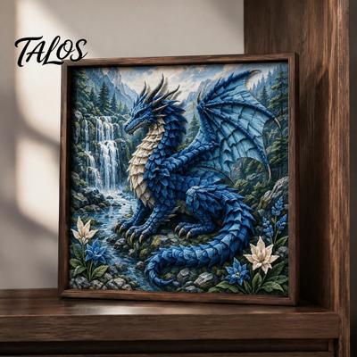 Fantasy Drake Pysselkit Tyg Sticka Konstkit, Mytisk DIY 3D Temarum Dekorationsprojekt, Syfritt Pysselkit för Vuxna, Handgjord Heminredning Utan Att Sy