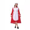Christmas Cosplay Maid Costume Red Long Dress Cute Xmas Outfit Game Anime Role Play