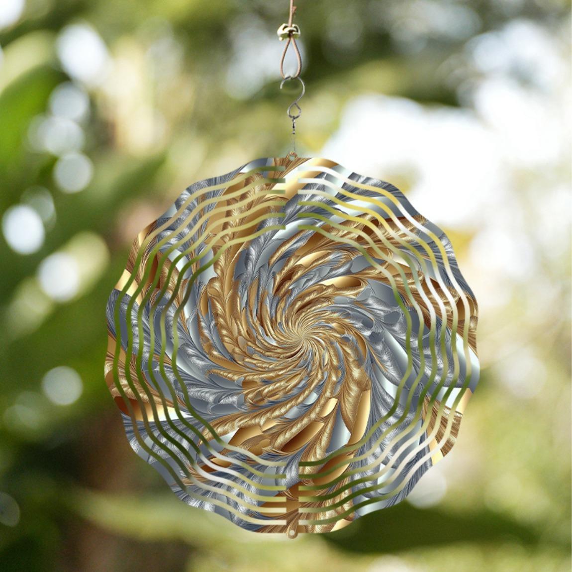 

10 Inch Golden Silvery Wind Chime Hanging Decor with 360 Hook Elegant Balcony Courtyard Art Bell for Spring Summer Gift for Friends 01A