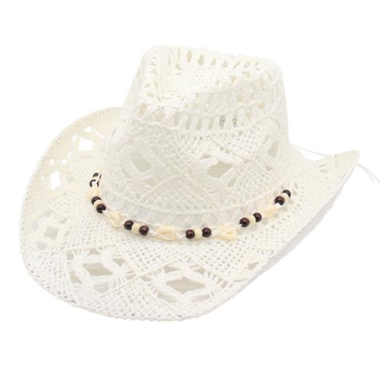 Straw Cowboy Hat for Men Women Western Cowgirl Hat with Shapable Brim Woven Hollow Out Beach Coastal Sun Hat