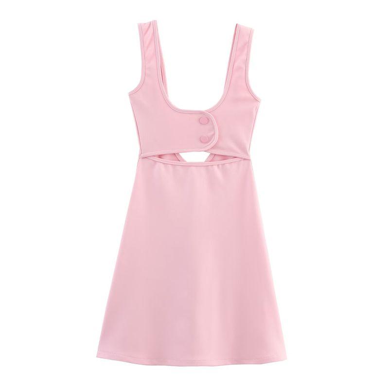 

Zbzr Весна Новое поступление Женская одежда Модный стиль Открытый дизайн Эластичный квадратный вырез Короткое платье 5584348 620 Pink L