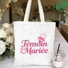 French Girl EVJF Future Bride Team Canvas Tote Bags Bachelorette Party Bridal Shower Shopping Bags with Diamond Ring Design