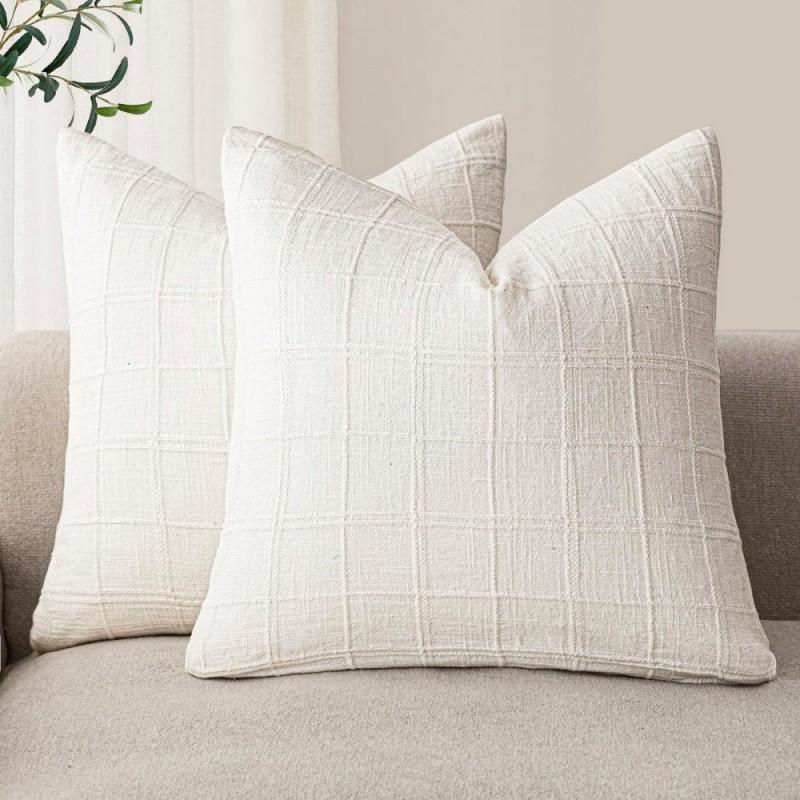 2 Stück Einfacher Kissenbezug Kariert Einfarbig Kissenbezug