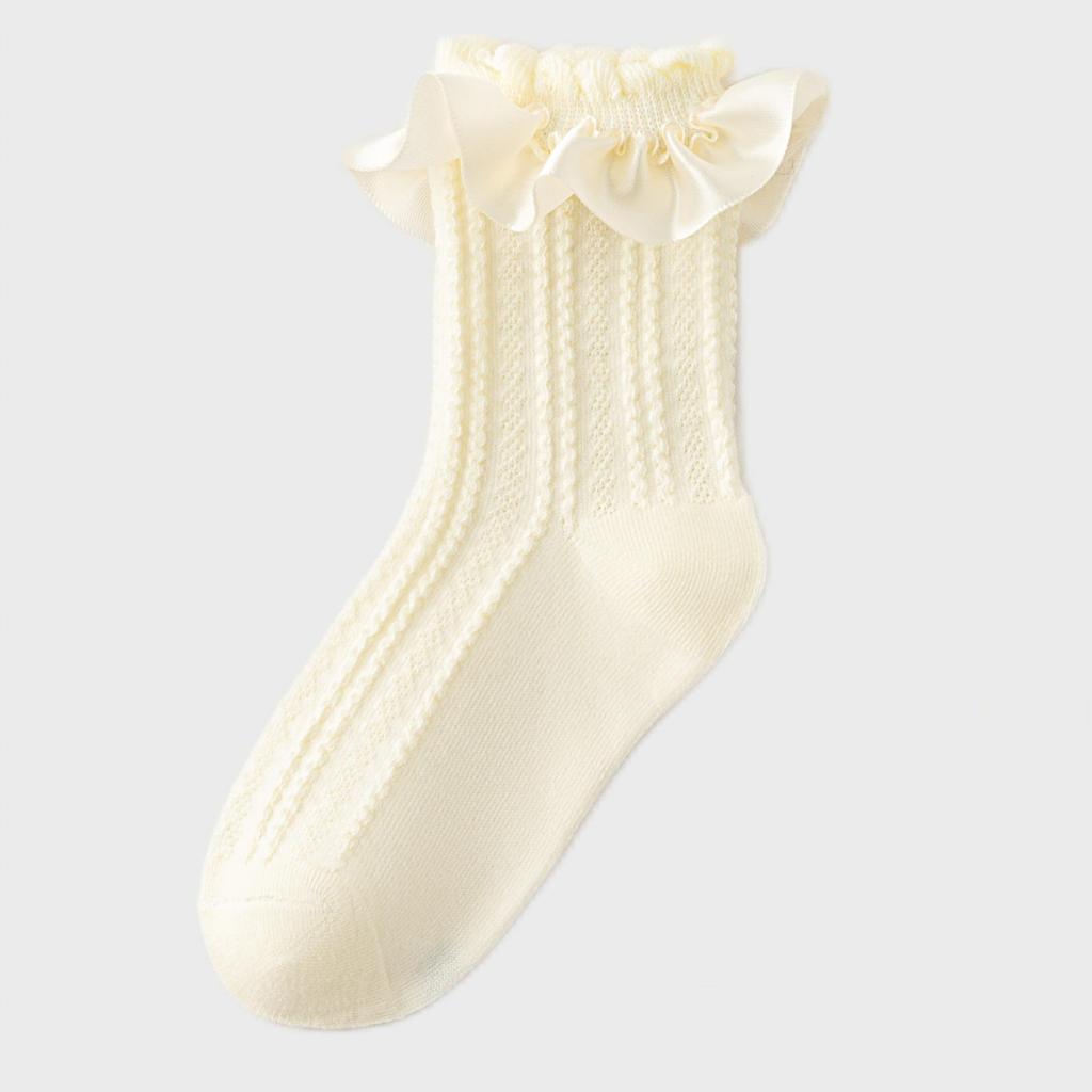 Children's Lolita Lace Mid-Calf Mesh Socks - Spring and Autumn 2025, Breathable, Lightweight, Princess Style