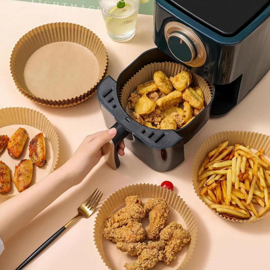 100/200PCS Air Fryer Liner Round, 7.9 inch Baking Parchment  Air Fryer Disposable Paper Liners,Unbleached Non-stick Non-leak