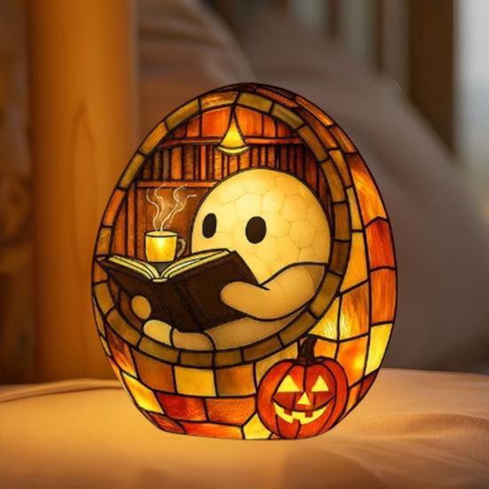 Ghost Bubble Bath Lamp Cute Ghost-Themed Night Light Color-Changing LED Mood Light for Bedside Bathroom Decor
