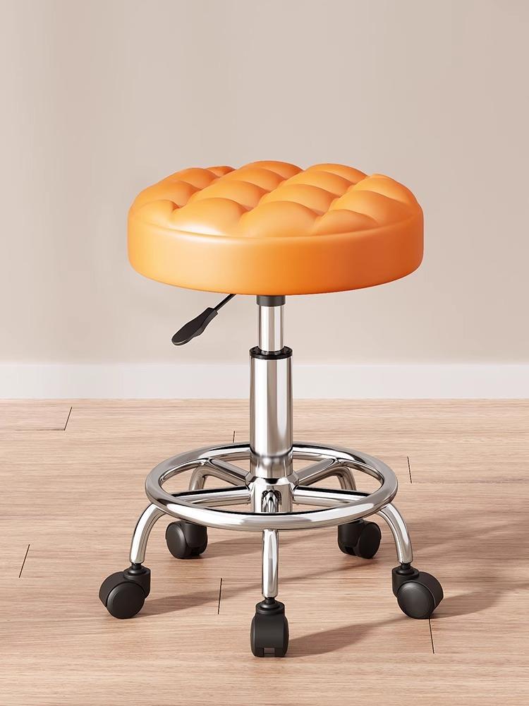 Modern Minimalist Beauty Stool, Adjustable Mobile Hairdressing Chair, Comfortable Cushioned Backrest Seat, Salon Barber Stool