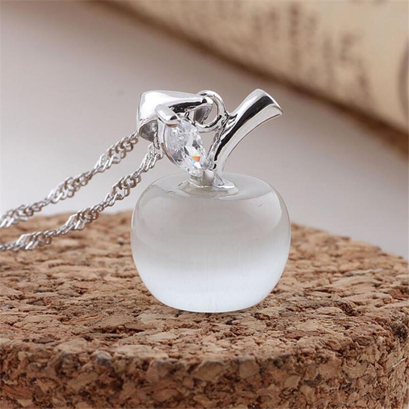 

Женские модные украшения, симпатичная подвеска в форме яблока с опалами, ожерелье с цепочкой на ключицу, подарки для влюбленных NL0159 45cm белый