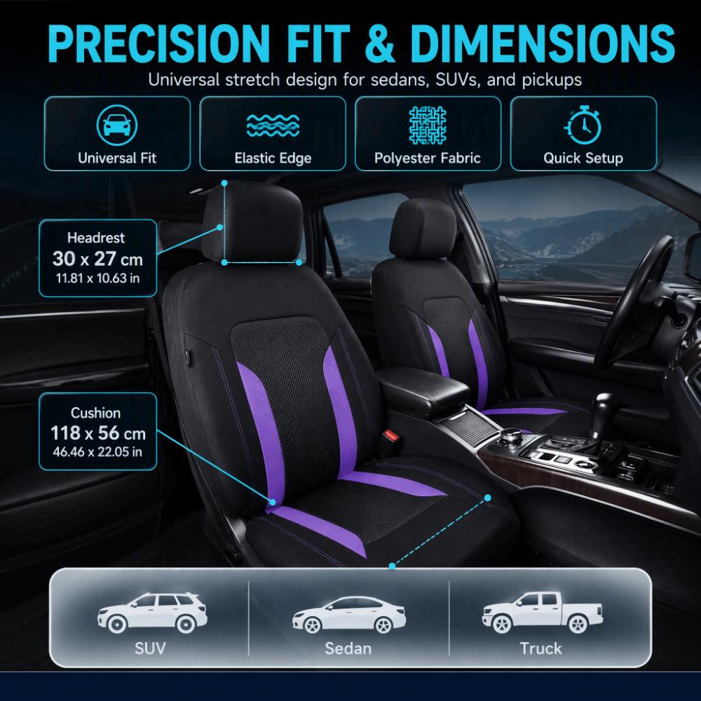 Universal Fit Car Seat Cover Set Gray Mesh 1/2 Seats Cover New Universal Car Seat Covers Sedans
