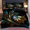 Water Wave Colorful Kit Washed 3D Printing Digital Flower Quilt Set Three-Piece Breathable