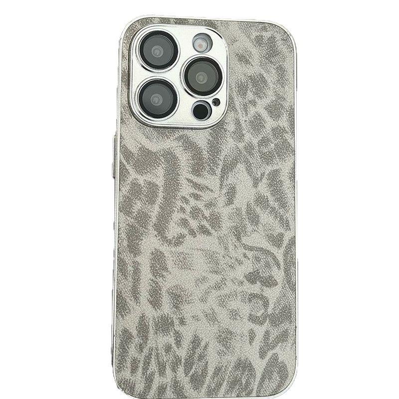 Hochwertige Handyhülle mit Leopardenmuster aus Leder, galvanisiert, passend für iPhone15/14, vollumfassende 13 Schutzhülle