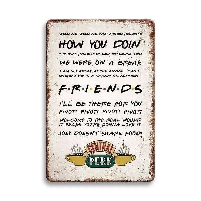 

Central Perk Friends Metal Signs Decor Posters for Bedroom Club Tin Sign Decorative Plaques Painting Wall Aesthetical Decoration 26T 26T0104 30x40cm