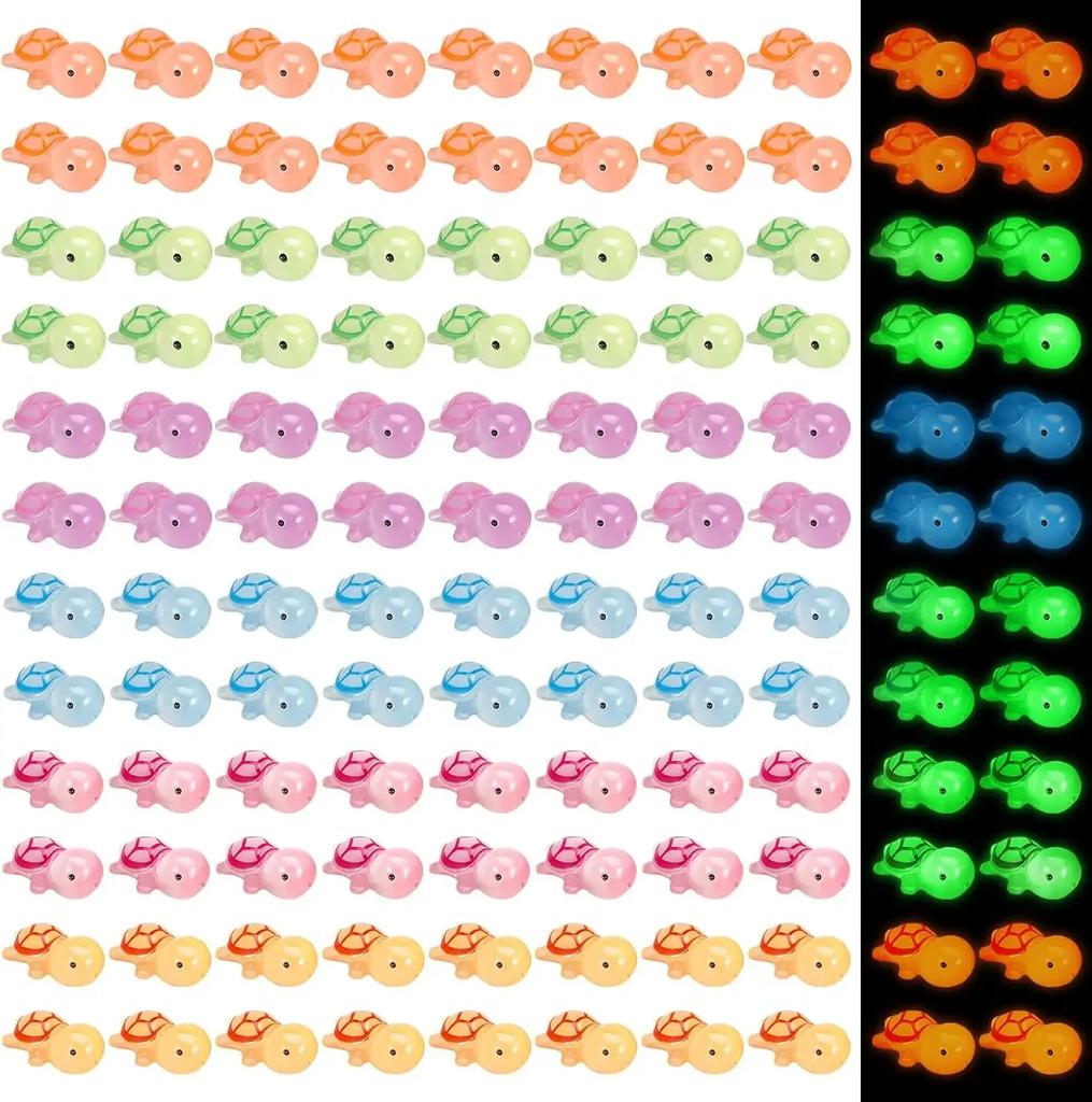 10-100Pcs Glow-In-The-Dark 3D Turtle Figurines Colorful Translucent Plastic Decorations for DIY Crafts Party Favors Classroom