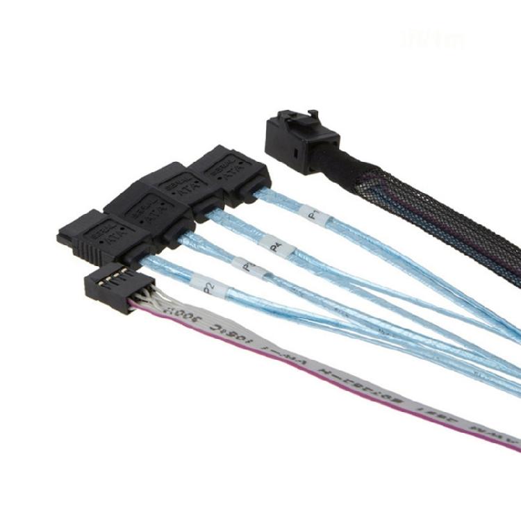 MiniSAS Host SFF-8643 zu 4SATA Backplane-Kabel, 0,5 m mit Sideband für verbesserte Datenintegrität