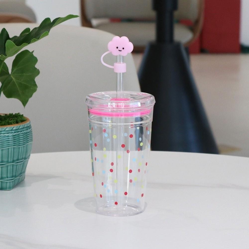 Portable 500ml Straw Coffee Cup Transparent Plastic Cold Drinking Cup Reusable Single Layer Car Tumbler Cup