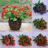 1 Bunch Red Berries Branch DIY Foam Fruit 12-head with Leaves Lifelike Home Decor Tabletop Accents Artificial Fruit