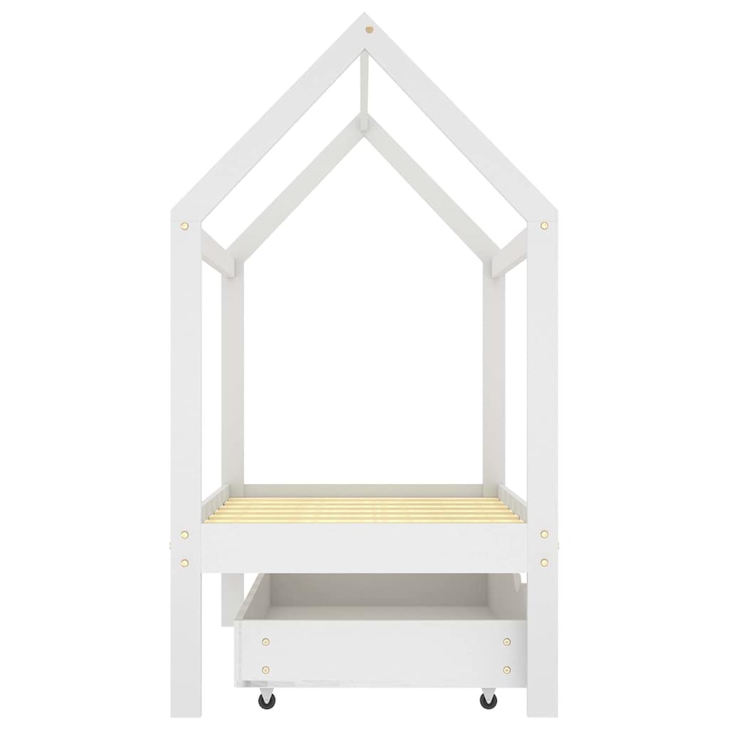 Vidaxl Estructura de Cama Infantil con Cajón, Blanca, Pino, 70X140 Cm