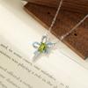 925 Sterling Silver Butterfly Pendant Necklace for Women, Natural Peridot/Amethyst/Blue Crystal Necklace, Fashion Jewelry