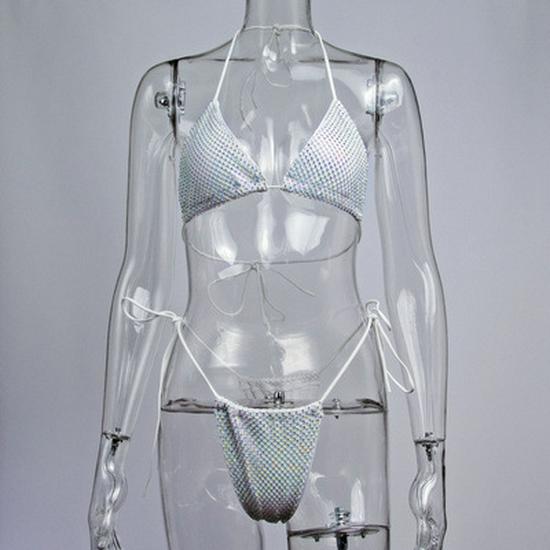 

Европейский и американский треугольный купальник со стразами - Супер сексуальный, с акцентами из горячей фиксации 1333 Small белый