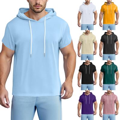 Summer Hooded Short Sleeved Men'S T-Shirt Loose Casual Sweatshirt