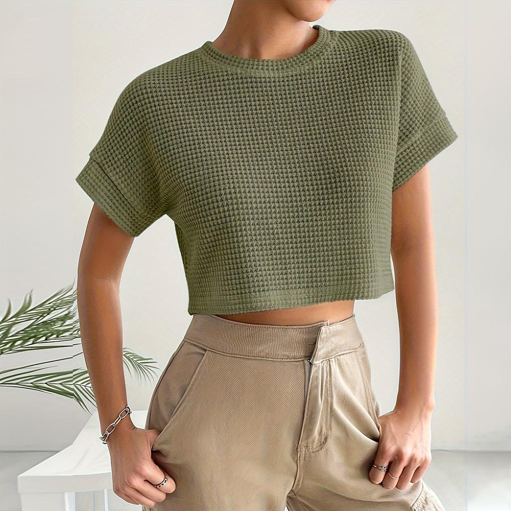 Women's Casual Fashion  Round Neck Short Sleeve T-shirt Top