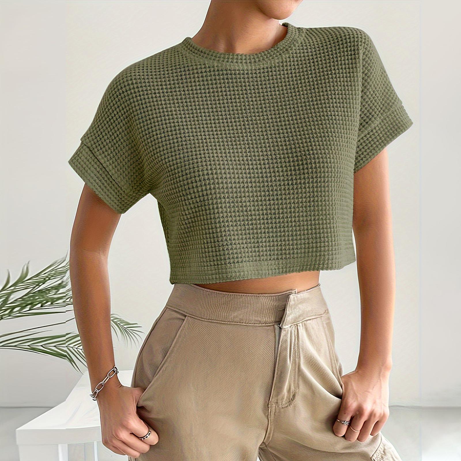 

Women s Casual Fashion Round Neck Short Sleeve T-shirt Top L армия зеленый