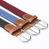 Popular Women's Fashion Leather Belt with Multi-color Elastic Needle Buckle and Men's Woven Canvas Waist Belt