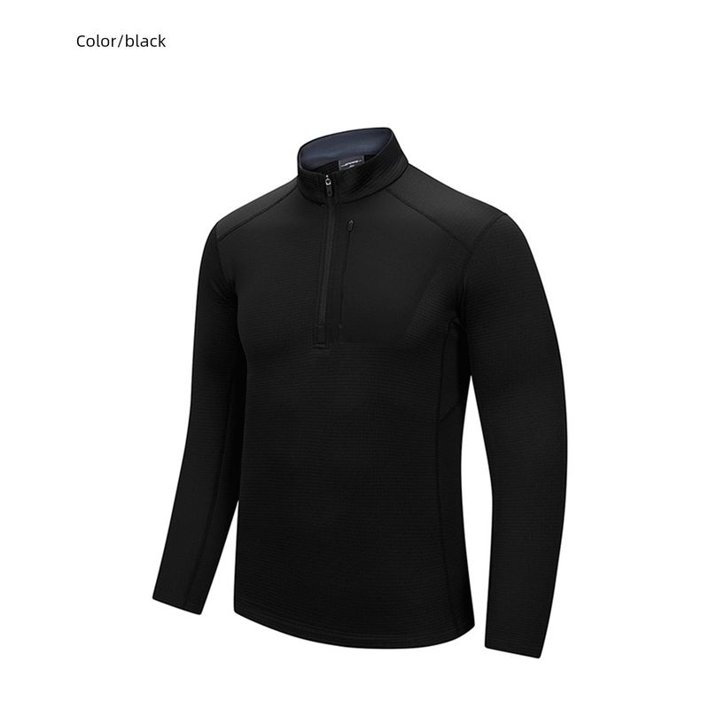 Outdoor Lightweight Sports Fitness Running Half-Zip Stand-Up Collar Sweatshirt Men's Spring and Autumn Base Layer Foreign Trade Men's T-Shirt